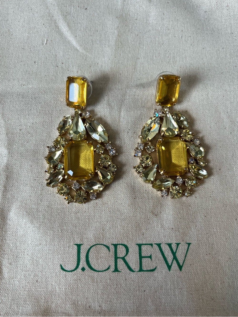J. Crew Golden Yellow Crystal Drop Earrings - Picture 2 of 5